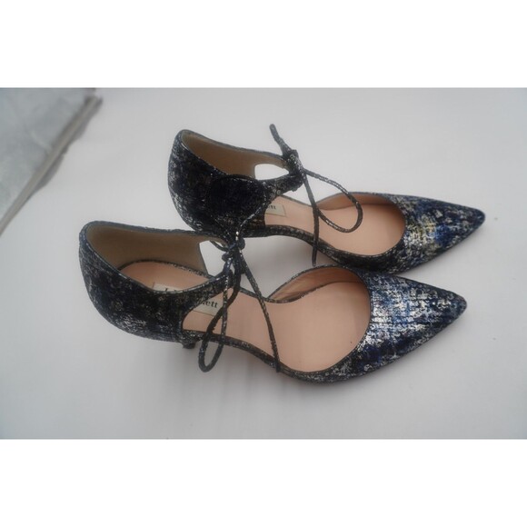 LK Bennett London Fauna Metallic Crackle Leather Suede Pointy Toe Pump Heel 39.5 - Picture 2 of 13